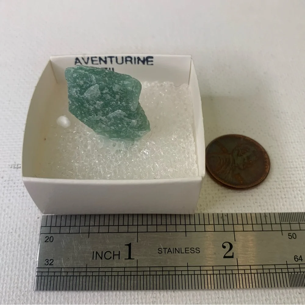 Brazilian Green Aventurine Mineral Specimen Mounted Boxed Labeled Crystal Rock